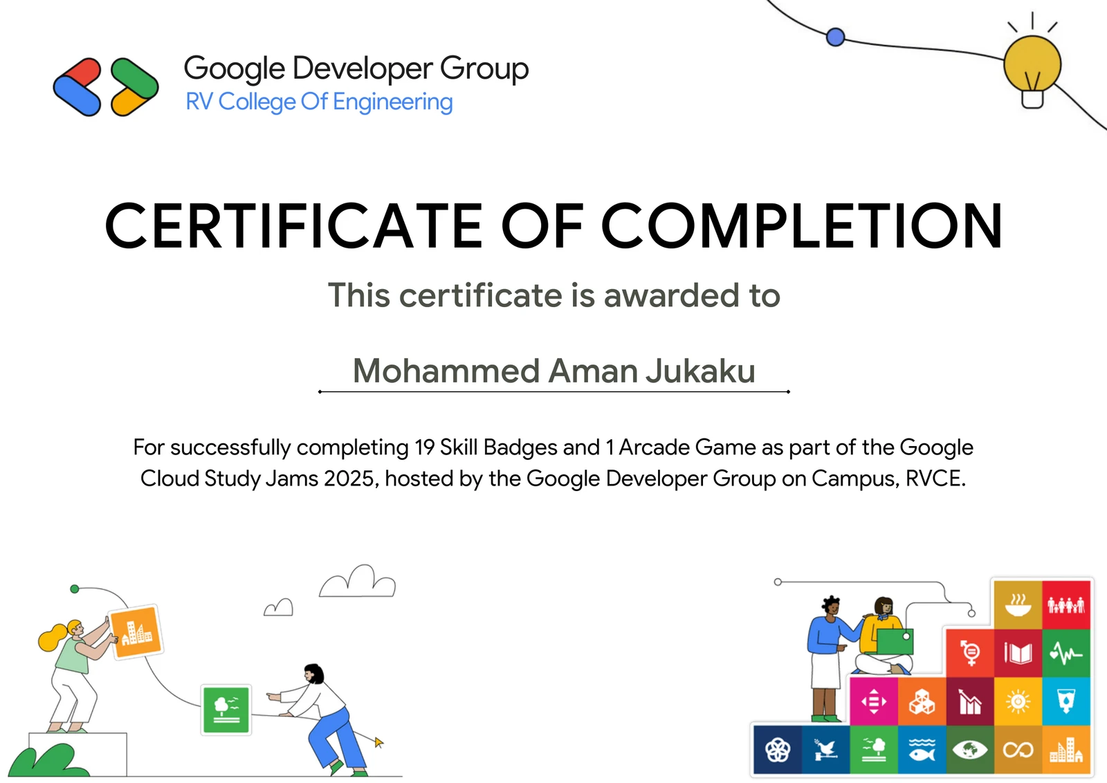 Google Cloud Study Jams 2025 certificate