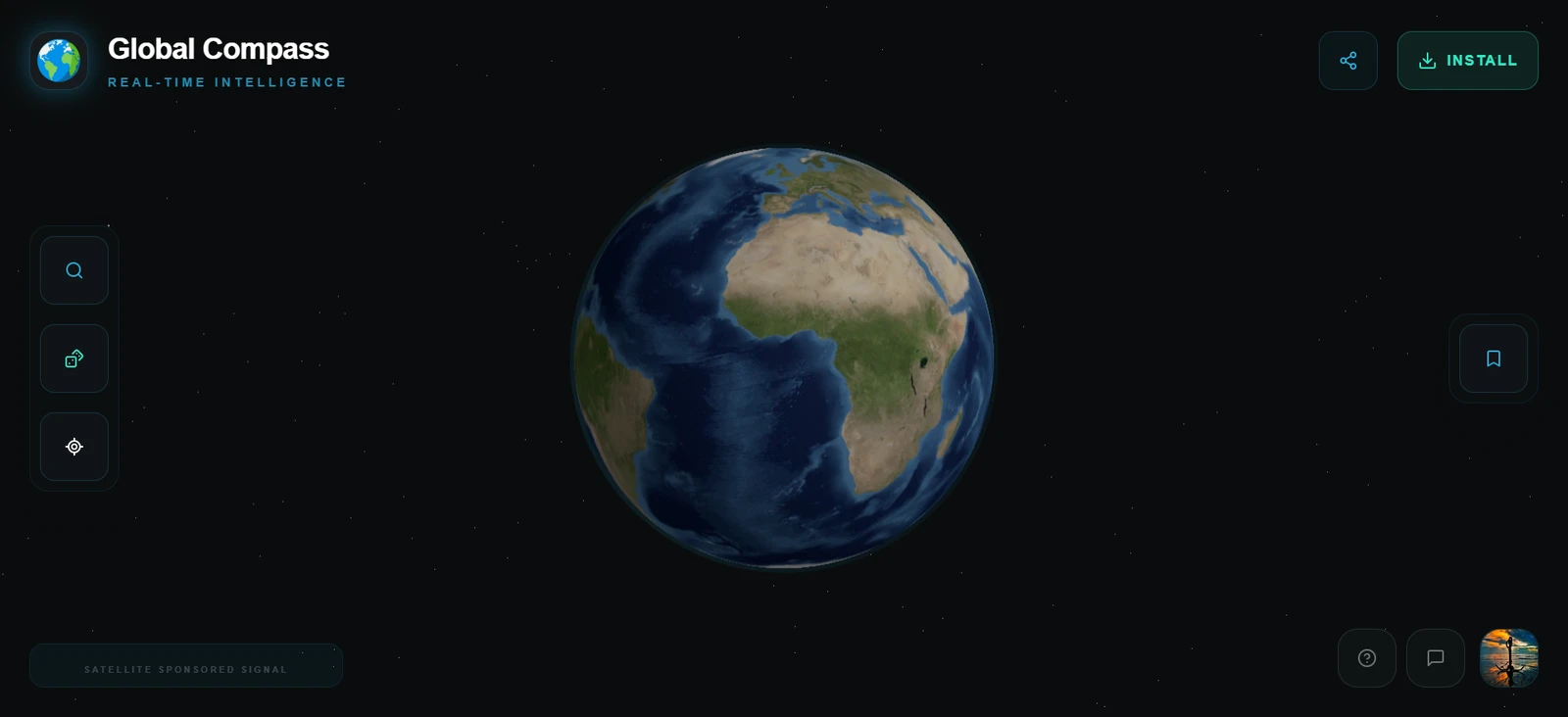 Global Compass 3D globe news platform homepage