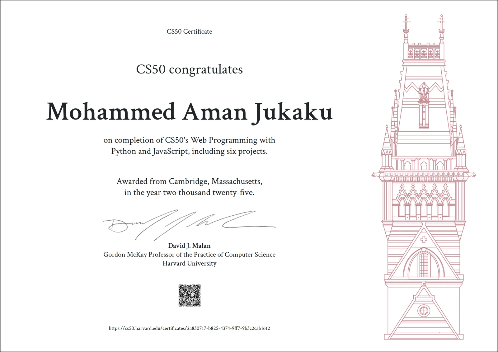 CS50W - Web Programming with Python and JavaScript certificate