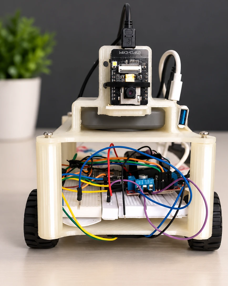 AI Smart Surveillance Robot viewed from the front